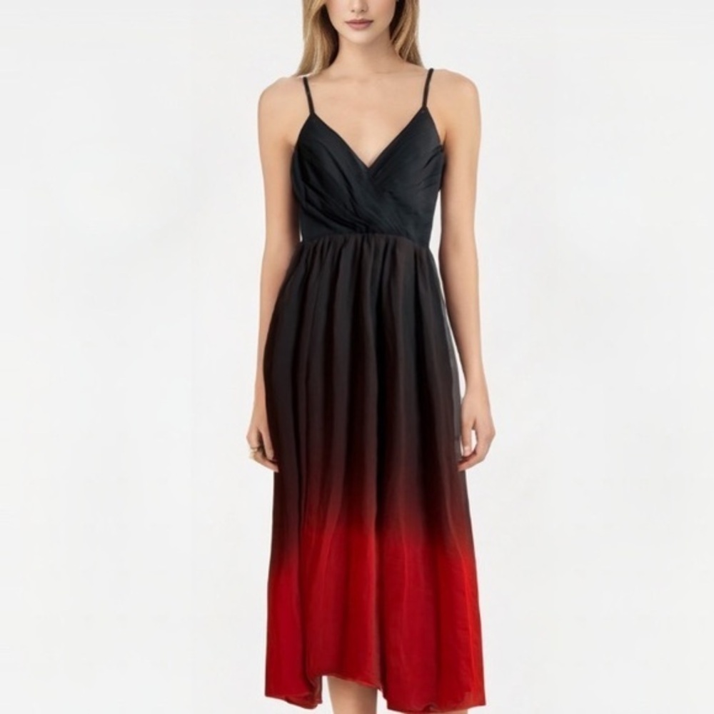 Black and Red Ombre Chiffon Gradient Long Prom Formal Evening Dress